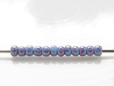 Image de Perles de rocailles japonaises, rondes, taille 11/0, Toho, bleu clair opaque, marbré améthyste