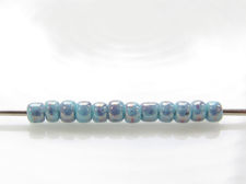 Picture of Japanese seed beads, round, size 11/0, Toho, opaque blue turquoise, amethyst marbled