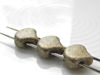 Picture of 7.5x7.5 mm, fan-shaped beads, Ginkgo leaf, Czech glass, 2 holes, metallic suede, gold