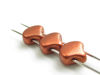 Picture of 7.5x7.5 mm, fan-shaped beads, Ginkgo leaf, Czech glass, 2 holes, metallic, dark copper, matte