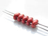Afbeeldingen van 5x2.5 mm, SuperDuo kralen, Tsjechisch glas, 2 gaatjes, metaalkleur, lava rood, mat