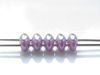 Afbeeldingen van 5x2.5 mm, SuperDuo kralen, Tsjechisch glas, 2 gaatjes, albast wit,  doorschijnend, opaal paarse glans