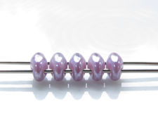 Picture of 5x2.5 mm, SuperDuo beads, Czech glass, 2 holes, opaque, alabaster white, translucent, opal purple luster