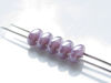 Image de 5x2.5 mm, perles SuperDuo, de verre tchèque, 2 trous, blanc albâtre, translucide, lustre violet opale