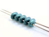 Picture of 5x2.5 mm, SuperDuo beads, Czech glass, 2 holes, opaque, metallic suede, blue green or ultramarine green