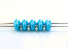 Picture of 5x2.5 mm, SuperDuo beads, Czech glass, 2 holes, opaque, deep turquoise blue luster