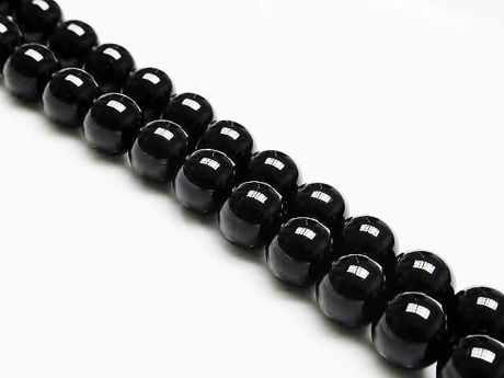 Picture of 8x8 mm, round, gemstone beads, black onyx, A-grade