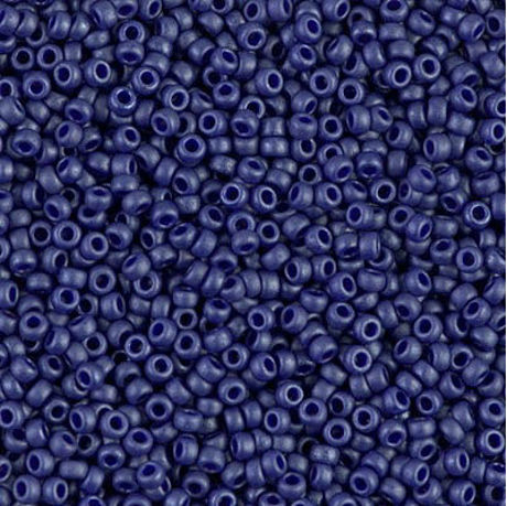 Picture of Japanese seed beads, round, size 15/0, Miyuki, metallic, sapphire blue, matte