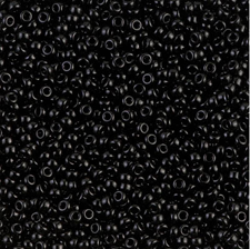 Picture of Japanese seed beads, round, size 15/0, Miyuki, opaque, black