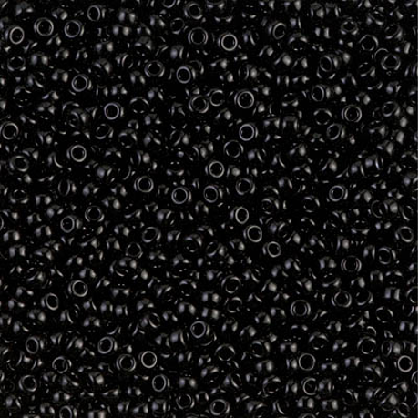 Picture of Japanese seed beads, round, size 15/0, Miyuki, opaque, black