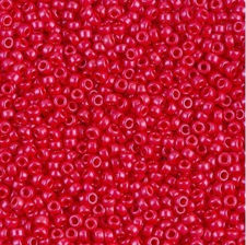 Image de Perles de rocailles japonaises, rondes, taille 15/0, Miyuki, opaque, rouge cerise