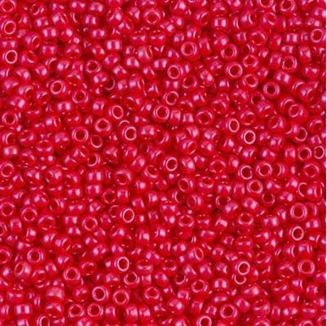 Picture of Japanese seed beads, round, size 15/0, Miyuki, opaque, cherry red