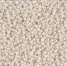 Picture of Japanese seed beads, round, size 15/0, Miyuki, opaque, limestone beige white