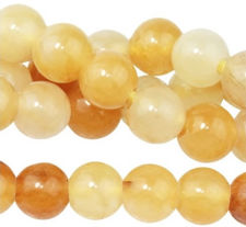 Picture of 8x8 mm, round, gemstone beads, yellow jade, honey yellow, natural