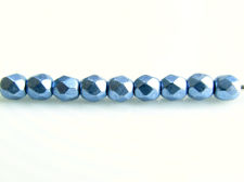 Picture of 2x2 mm, Czech faceted round beads, neutral grey, opaque, saturated metallic