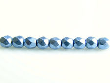 Picture of 3x3 mm, Czech faceted round beads, neutral grey, opaque, saturated metallic