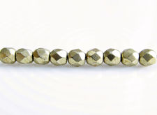 Picture of 2x2 mm, Czech faceted round beads, cloud dream or gold grey, opaque, sueded gold