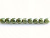 Afbeeldingen van 2x2 mm, Tsjechische ronde facetkralen, varen groen, ondoorzichtig, suede goud