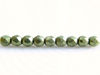 Picture of 2x2 mm, Czech faceted round beads, fern green, opaque, sueded gold