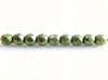 Picture of 3x3 mm, Czech faceted round beads, fern green, opaque, sueded gold