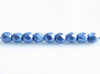 Picture of 2x2 mm, Czech faceted round beads, Provence blue, opaque, sueded gold