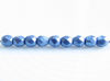 Picture of 3x3 mm, Czech faceted round beads, Provence blue, opaque, sueded gold