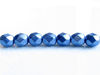 Afbeeldingen van 6x6 mm, Tsjechische ronde facetkralen, Provence blauw, ondoorzichtig, suede goud