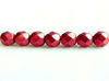 Image de 6x6 mm, perles à facettes tchèques rondes, rouge samba, opaque, or suédé
