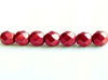 Picture of 6x6 mm, Czech faceted round beads, samba red, opaque, sueded gold