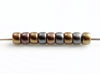 Picture of Czech seed beads, size 8, metallic, leather color, matte