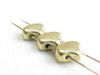 Picture of 7.5x7.5 mm, fan-shaped beads, Ginkgo leaf, Czech glass, 2 holes, opaque, cloud dream or gold grey, sueded gold