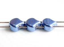 Image de 7.5x7.5 mm, perles en éventail, feuille Ginkgo, de verre tchèque, 2 trous, opaque, bleu Provence, or suédé