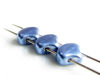 Picture of 7.5x7.5 mm, fan-shaped beads, Ginkgo leaf, Czech glass, 2 holes, opaque, Provence blue, sueded gold