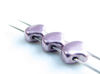 Picture of 7.5x7.5 mm, fan-shaped beads, Ginkgo leaf, Czech glass, 2 holes, opaque, blackened pearl or silvery purple, sueded gold