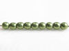 Image de 3x3 mm, rondes, perles de verre pressé tchèque, vert fougère, opaque, or suédé