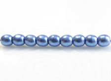 Picture of 3x3 mm, round, Czech druk beads, Provence blue, opaque, sueded gold