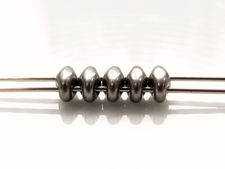 Picture of 5x2.5 mm, SuperDuo beads, Czech glass, 2 holes, saturated metallic, frost grey