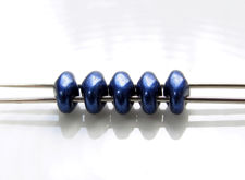 Image de 5x2.5 mm, perles SuperDuo, de verre tchèque, 2 trous, métallique saturé, bleu du soir