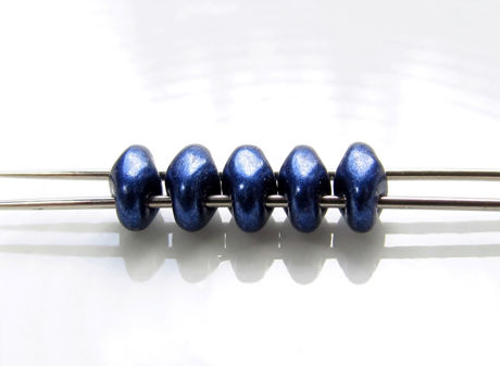 Picture of 5x2.5 mm, SuperDuo beads, Czech glass, 2 holes, saturated metallic, evening blue