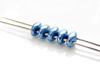 Picture of 5x2.5 mm, SuperDuo beads, Czech glass, 2 holes, opaque, sueded gold, Provence blue