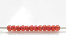 Image de Perles de rocailles japonaises, rondes, taille 11/0, Toho, doublé d'argent, rouge orange grenadine laiteux, PermaFinish