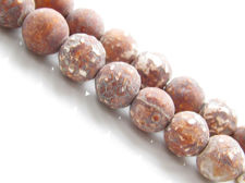 Picture of 10x10 mm, round, gemstone beads, agate, antique cocoa brown, frosted