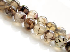 Image de 8x8 mm, perles rondes, pierres gemmes, agate craquelée, gris taupe