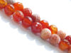 Picture of 8x8 mm, round, gemstone beads, crackle agate, orange-red, faceted