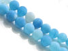 Image de 8x8 mm, perles rondes, pierres gemmes, agate craquelée, nuances de bleu ciel, dépoli