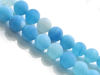 Picture of 8x8 mm, round, gemstone beads, crackle agate, shades of sky blue, frosted