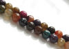 Picture of 8x8 mm, round, gemstone beads, crackle agate, multicolored, muted shades, faceted