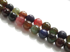 Image de 10x10 mm, perles rondes, pierres gemmes, agate craquelée, multicolore, tons saturés, à facettes