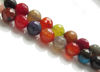 Picture of 10x10 mm, round, gemstone beads, crackle agate, multicolored, bright shades, faceted