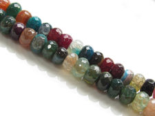 Image de 5x8 mm, perles rondelles, pierres gemmes, agate craquelée, multicolore, tons saturés, à facettes